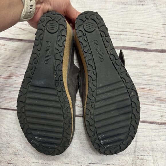 Birkenstock Papillio Fanny Suede Leather Wedge Charcoal Size 40 US 9 - Picture 4 of 11